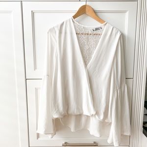 Lace white blouse with bell sleeve